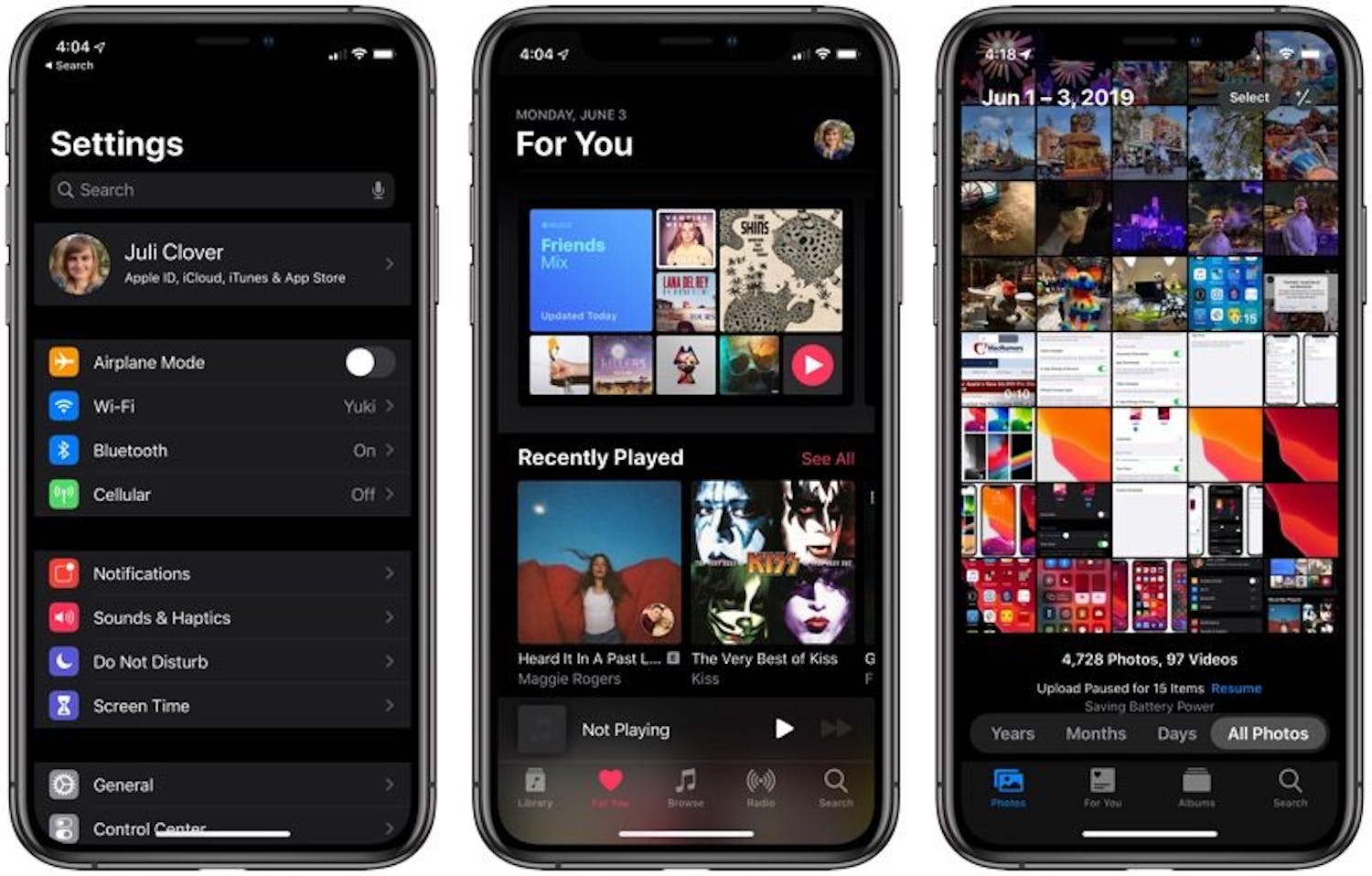 iOS13 Dark Mode Apple iOS13